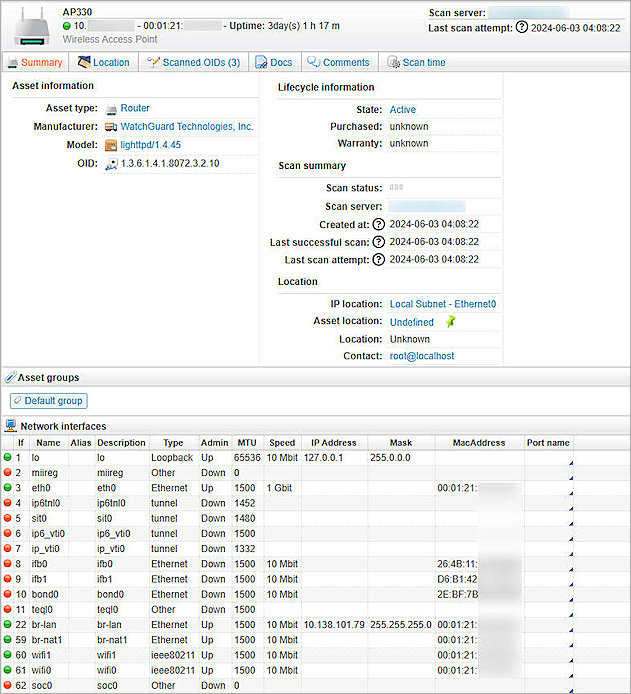 Screenshot of the asset details oage in the Lansweeper classic web console